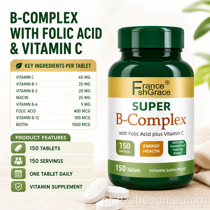 Shecome Super B Complex comprimidos suporte para metabolismo energético